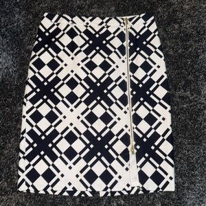 Black and White Talbots Skirt with Accent Front Zipper Size 8